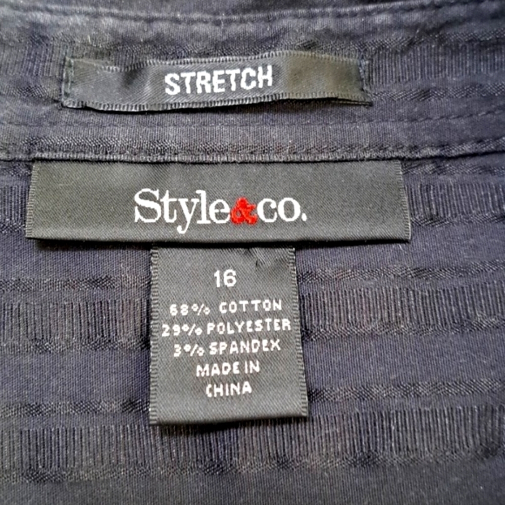 Style & Co Women's  Medium Solid Black Button Down Blouse Size 16 - Picture 7 of 10